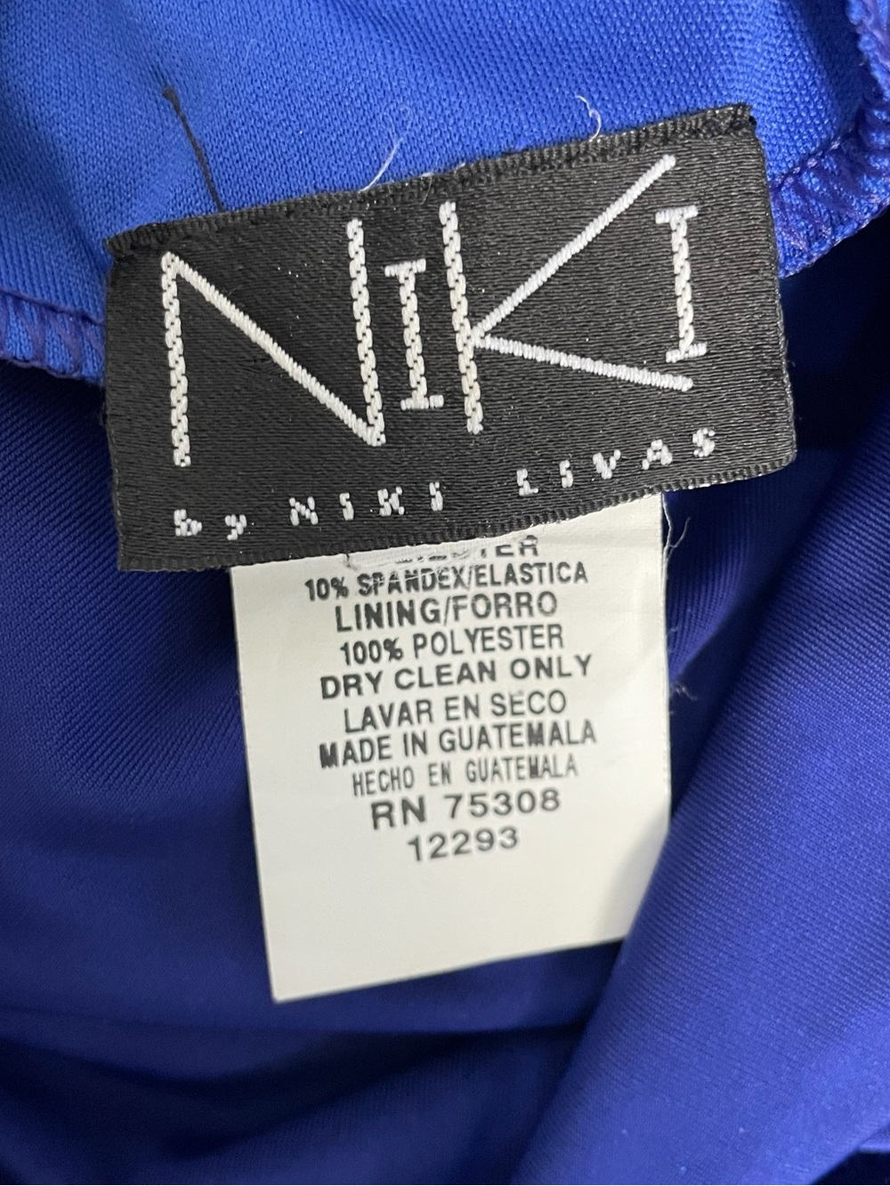 Vintage Y2K Niki Livas Blue velvet cross strap open back maxi gown holiday M/L - Picture 10 of 13